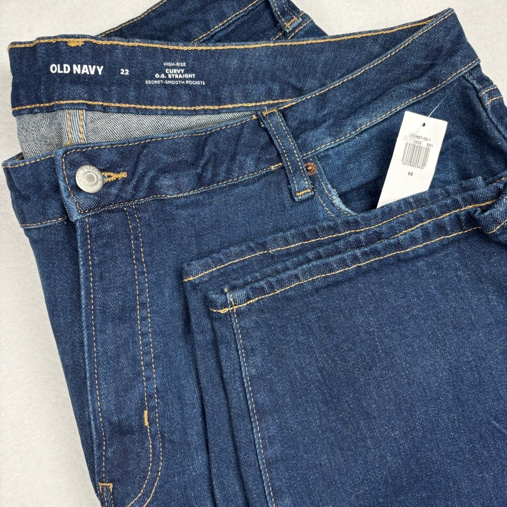 Old Navy Curvy OG Straight Jeans Womens 22 Plus High Rise Distressed NWT
